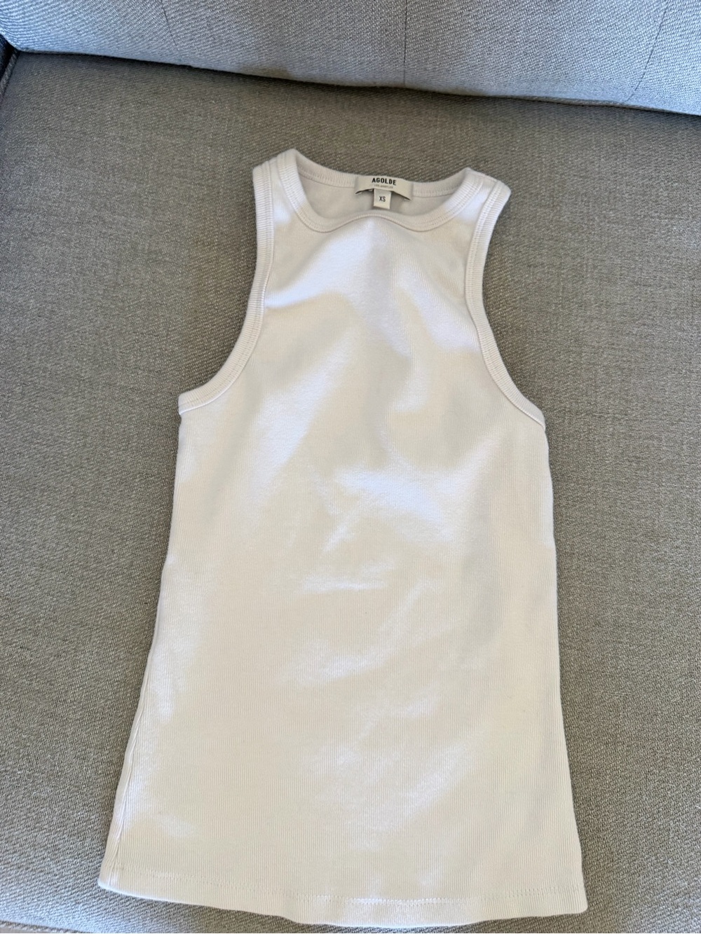 Agolde White Ribbed Tank Top